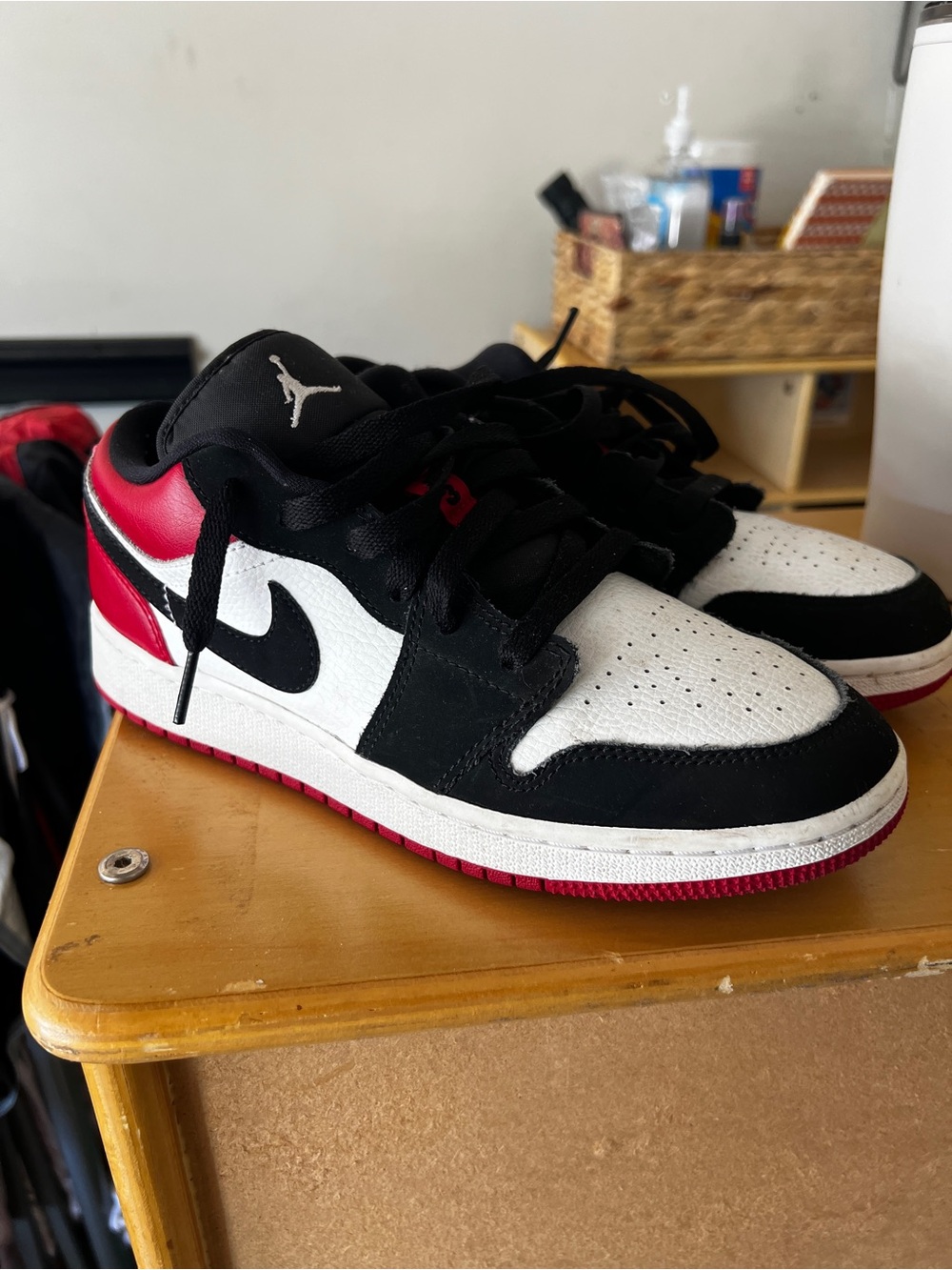 Jordan low-top sneakers in white, black & red